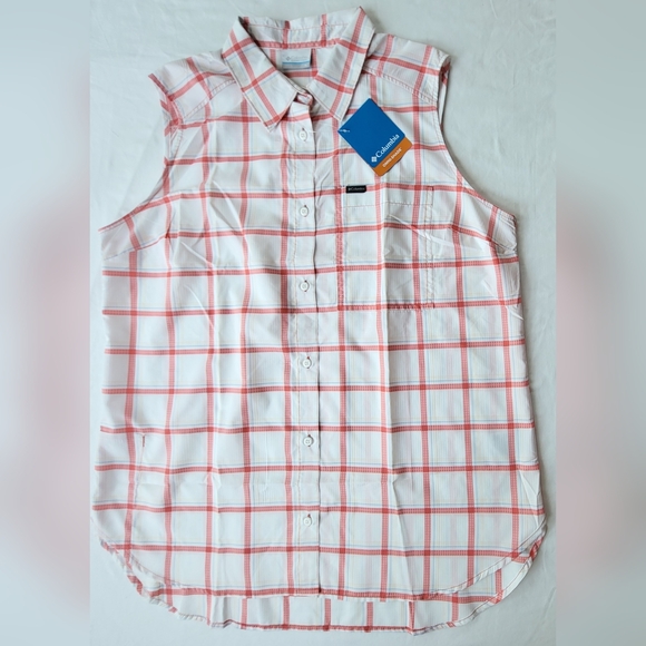 COLUMBIA Anytime Lite Sleeveless Shirt - Pink Windowpane - Size XL (NWT) - Picture 10 of 16